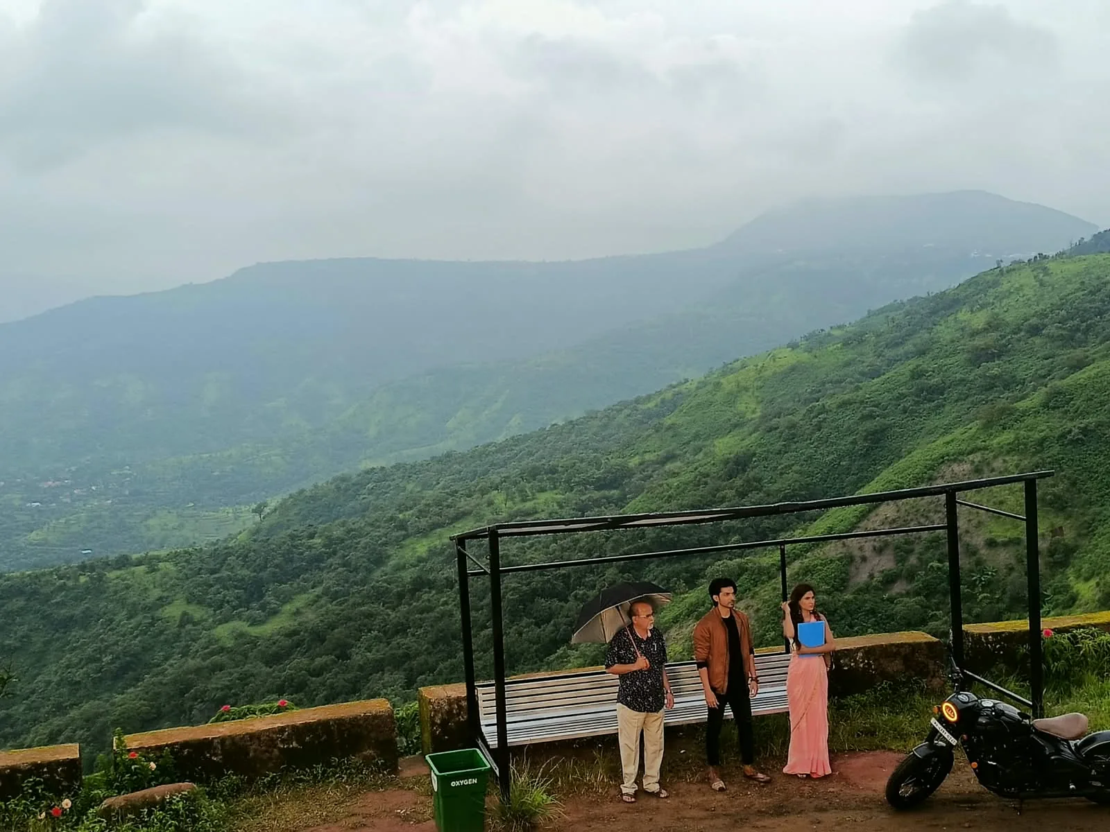 Elevated misty viewpoint over the valley